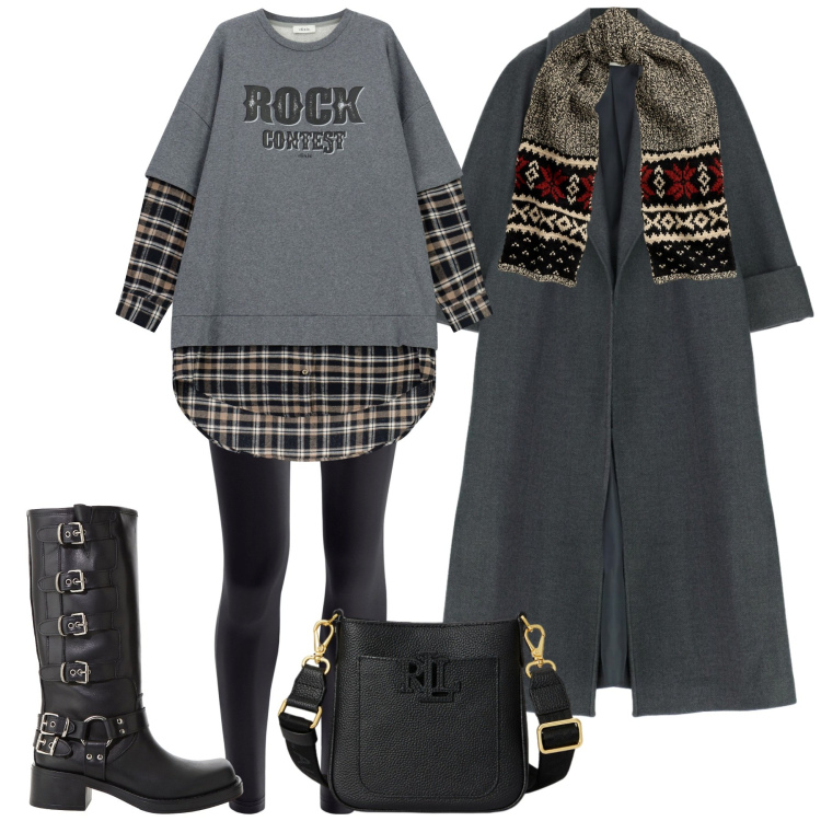 Outfit donna - Street style. Stile Casual chic per Tutti i giorni. Abbinamento con pantaloni skinny, vestiti lunghi, stivali, cappotti, sciarpe, borse a tracolla.