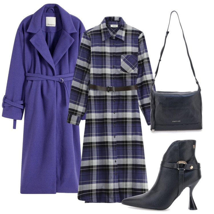 Outfit donna - L\'abito camicia. Stile Basic per Serata fuori. Abbinamento con cappotti, vestiti midi/longuette, stivaletti, borse a tracolla.