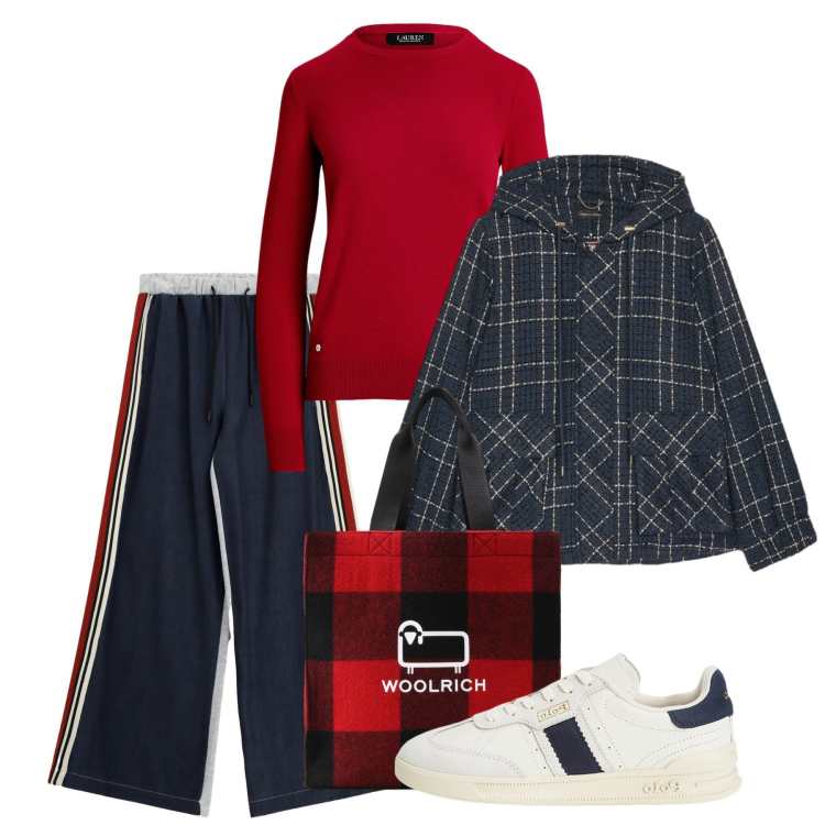 Outfit donna - Basic. Stile Basic per Tutti i giorni. Abbinamento con pantaloni, maglieria, sneakers, borse tote, blazer.