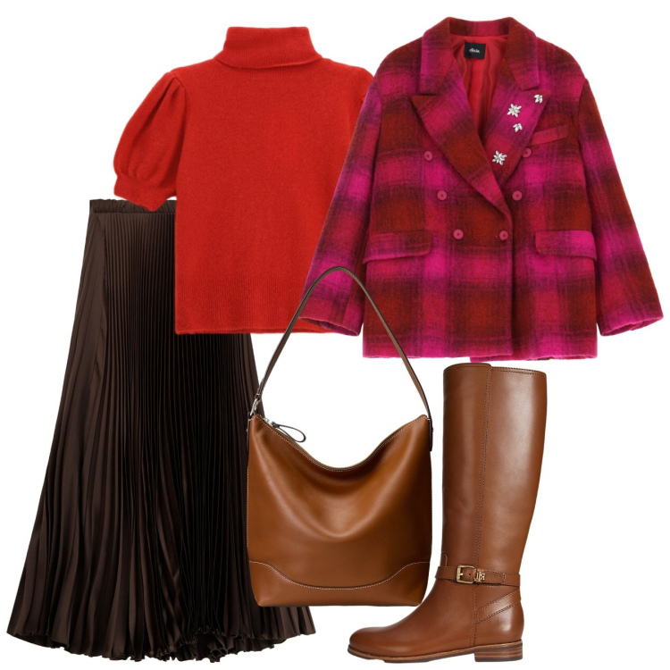 Outfit donna - Aria di festa. Stile Bon Ton per Tutti i giorni. Abbinamento con gonne lunghe, maglieria, caban, stivali, borse a secchiello.