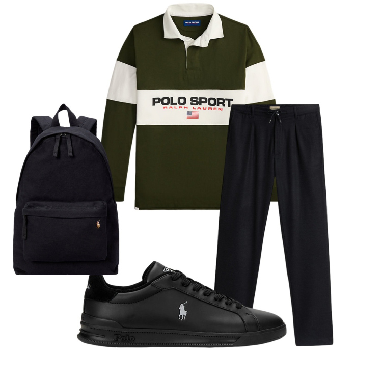 Outfit uomo - Total look #2285008. Stile Casual per Tutti i giorni. Abbinamento con sneakers, borse sportive, maglieria, pantaloni.