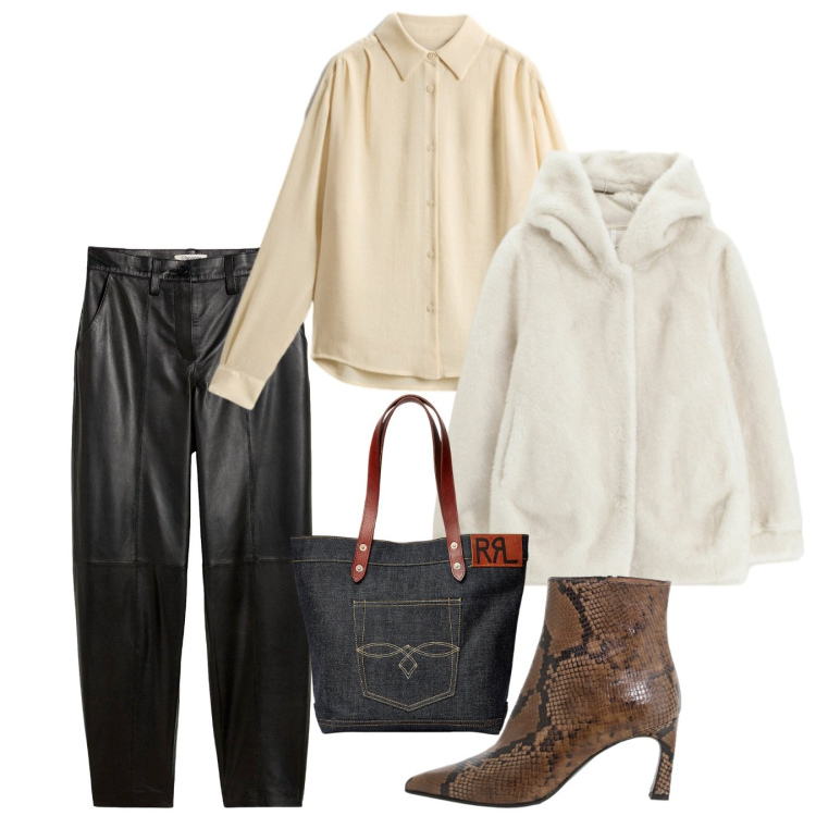 Outfit donna - Raffinata in ecrù. Stile Chic per Ufficio. Abbinamento con pantaloni, ecopellicce, stivaletti, borse tote, camicie.