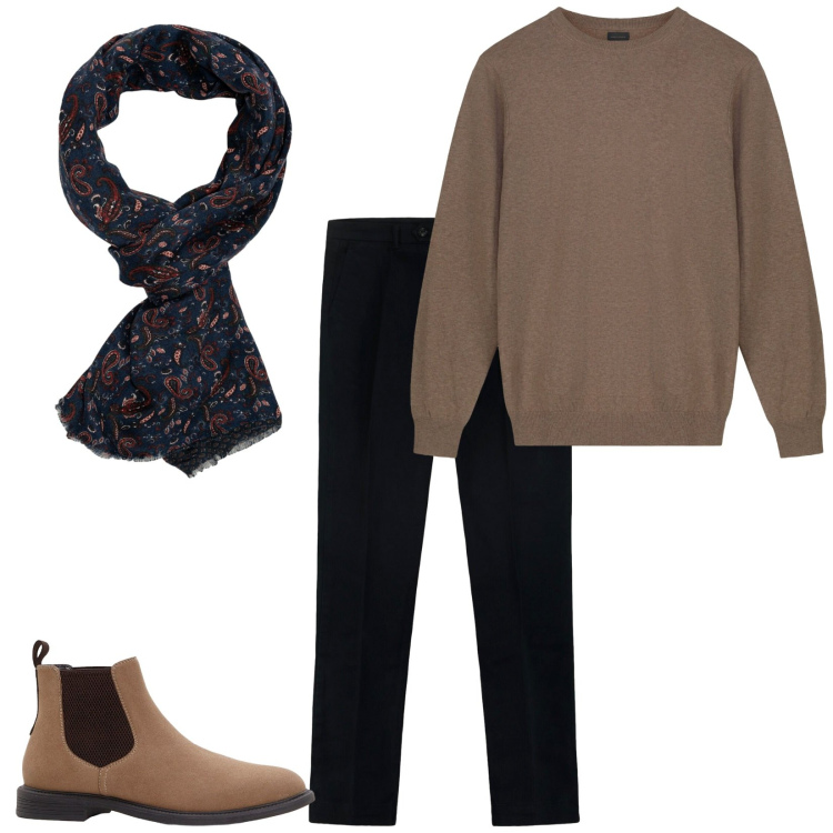 Outfit uomo - Total look #2285106. Stile Business/Elegante per Tutti i giorni. Abbinamento con stivali e stivaletti, maglieria, pantaloni, sciarpe.