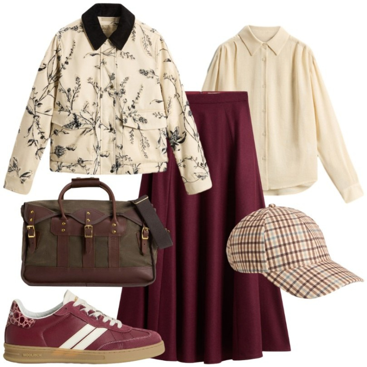 Outfit donna - Woolrich - Black Friday. Stile Trendy per Serata fuori. Abbinamento con cappotti, borse a tracolla, cappelli, sneakers, gonne lunghe, camicie.