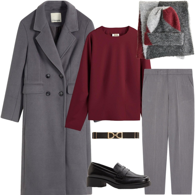 Outfit donna - Sciarpa e capello coordinati. Stile Casual chic per Tutti i giorni. Abbinamento con mocassini, cappotti, maglieria, sciarpe, pantaloni chino, cinture.