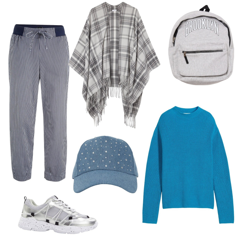 Outfit donna - Comodità con grinta. Stile Casual per Tutti i giorni. Abbinamento con maglieria, pantaloni, sneakers, borse sportive, cappelli, cappotti.