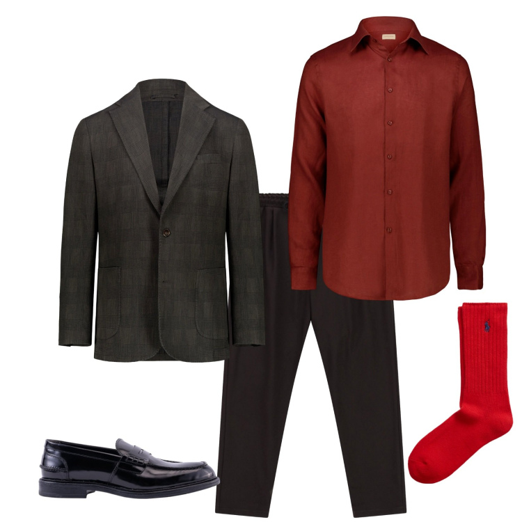 Outfit uomo - Total look #2285363. Stile Business/Elegante per Serata speciale. Abbinamento con pantaloni, calzini, giacche, camicie, scarpe stringate.