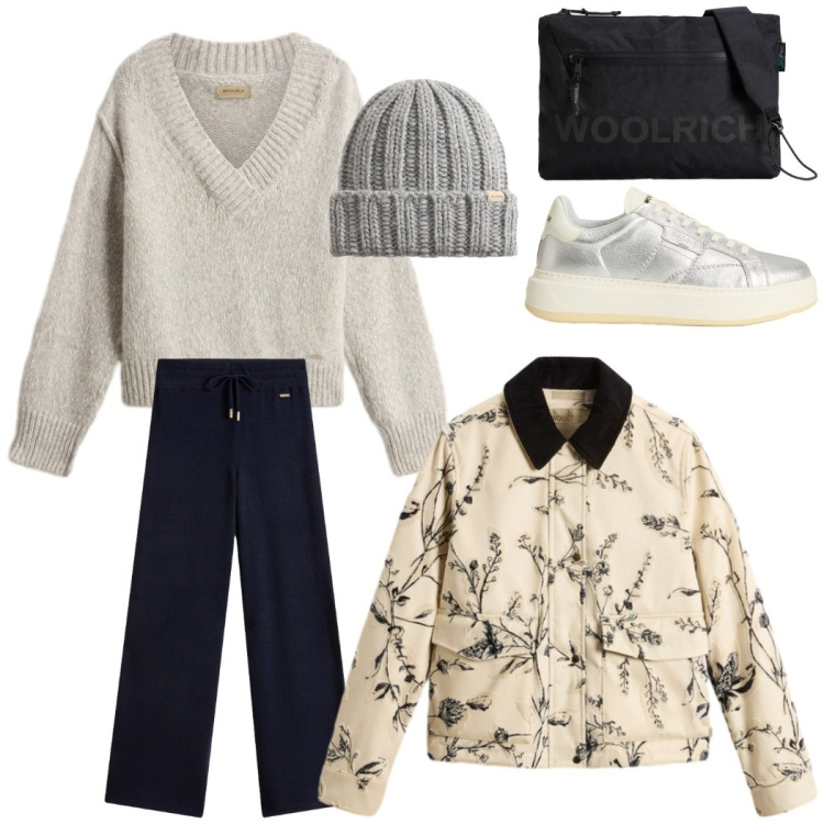 Outfit donna - Sporty chic. Stile Sporty chic per Tutti i giorni. Abbinamento con cappotti, maglieria, sneakers, berretti, pantaloni, borse a tracolla.