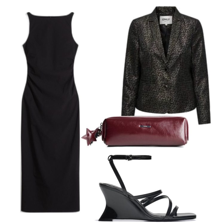 Outfit mujer - Chic outfit. Estilo Chic para Noche/Fiesta elegante. Combinación con vestidos midi/longuettes, blazers, sandalias de tacón, maletas.