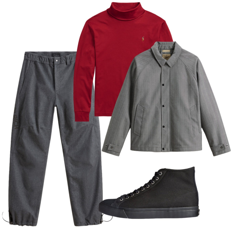 Outfit uomo - Grey look. Stile Casual per Tutti i giorni. Abbinamento con sneakers, maglieria, pantaloni, cappotti.