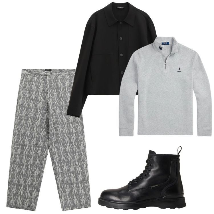 Outfit uomo - Novembre. Stile Casual per Tutti i giorni. Abbinamento con camicie, pantaloni, pullovers, anfibi.