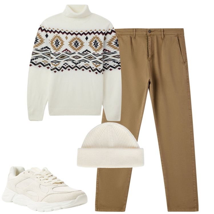 Outfit uomo - Total look #2285473. Stile Casual per Tutti i giorni. Abbinamento con sneakers, maglieria, pantaloni chino, berretti.