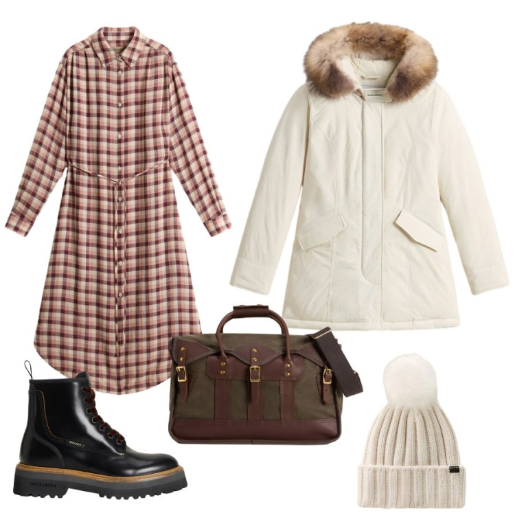 Outfit donna - Total look #2285518. Abbinamento con borse a tracolla, anfibi, parka, berretti, vestiti lunghi.