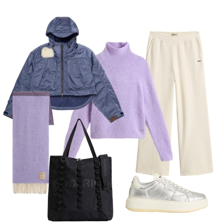 Outfit donna - Elegante..sportiva. Stile Casual chic per Tutti i giorni. Abbinamento con blazer, pantaloni, sneakers, borse tote, sciarpe, maglieria.