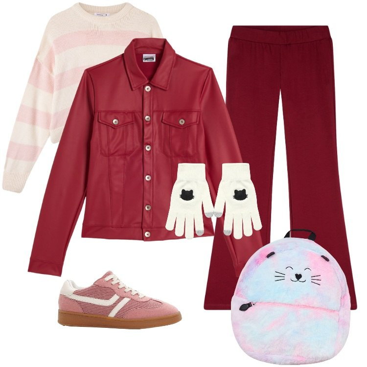 Outfit donna - Total look #2285580. Stile Trendy per Tutti i giorni. Abbinamento con sneakers, maglieria, leggings, guanti, zaini, giacche.