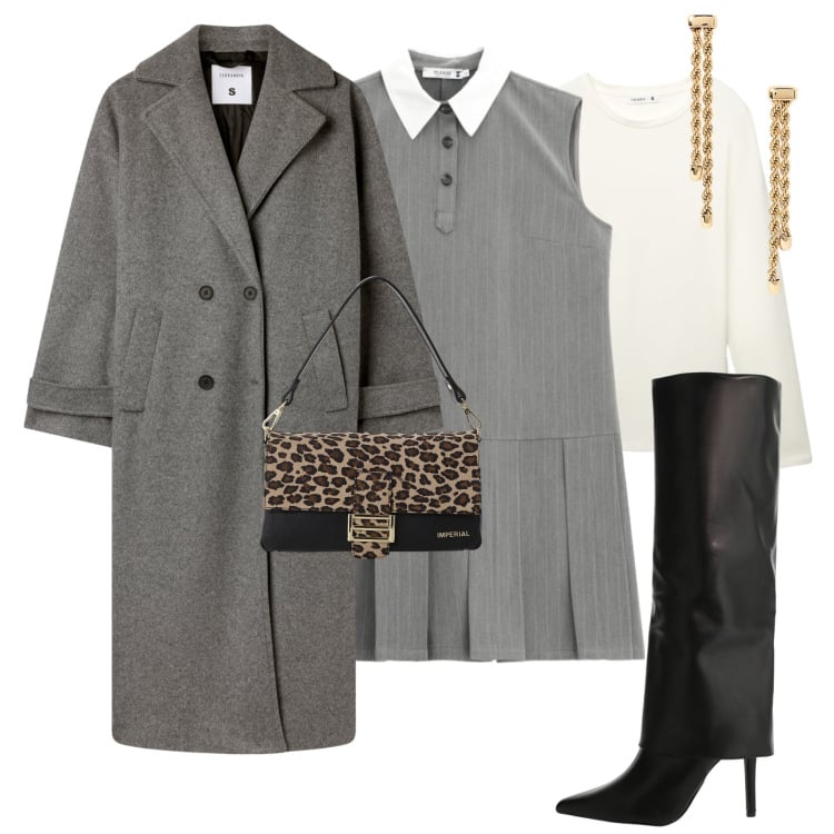 Outfit donna - Minimal chic. Stile Minimal per Tutti i giorni. Abbinamento con t-shirt, cappotti, vestiti corti, borse a spalla, stivali, orecchini.