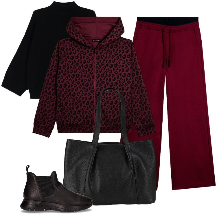 Outfit donna - Total look #2285588. Stile Urban per Tutti i giorni. Abbinamento con shopping bag, maglieria, felpe con cappuccio, pantaloni, stivaletti chelsea.