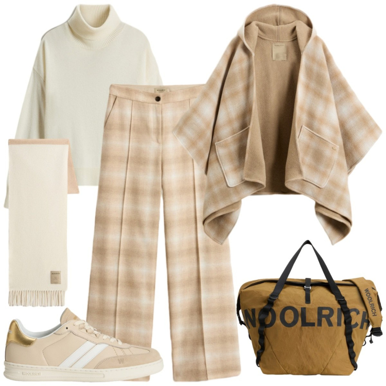 Outfit donna - Woolrich. Stile Casual per Tutti i giorni. Abbinamento con sneakers, pantaloni, sciarpe, borse sportive, cappe, maglieria.