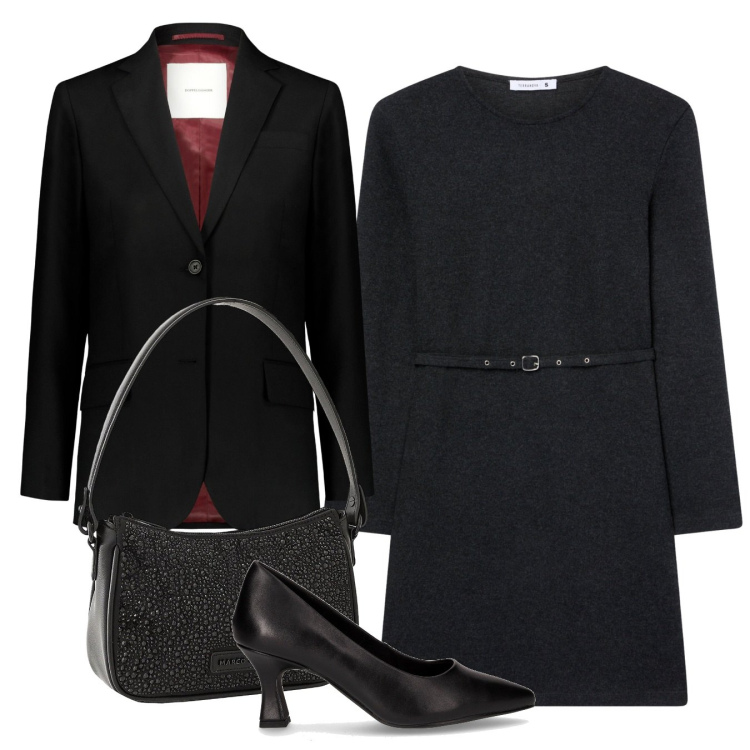 Outfit donna - Total look. Stile Bon Ton per Ufficio. Abbinamento con borse a mano, vestiti midi/longuette, blazer, décolleté.