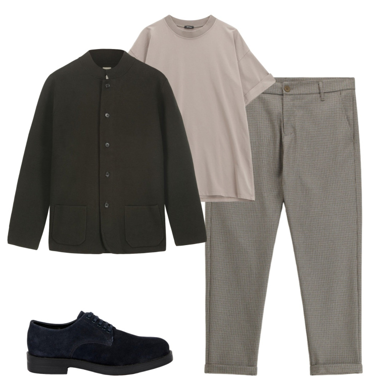 Outfit uomo - City. Stile Urban per Tutti i giorni. Abbinamento con t-shirt, pantaloni, scarpe stringate, giacche.