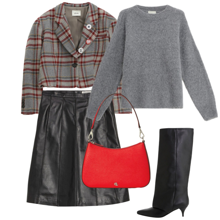 Outfit donna - Novembre. Stile Bon Ton per Tutti i giorni. Abbinamento con gonne, blazer, stivali, maglieria, borse a spalla.