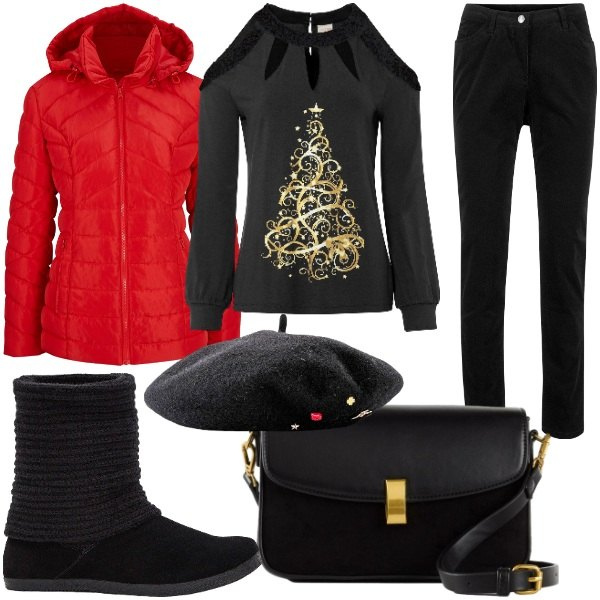 Outfit donna - bonprix DAY TO NIGHT. Stile Casual chic per Serata fuori. Abbinamento con maglieria, giacche, pantaloni, stivali, borse a mano, cappelli e berretti.