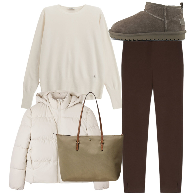 Outfit donna - I piedi al caldo. Stile Bon Ton per Tutti i giorni. Abbinamento con bomber, maglieria, borse tote, leggings, stivali.