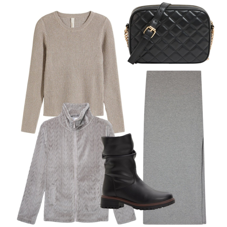 Outfit donna - Maglina. Stile Casual per Tutti i giorni. Abbinamento con maglieria, stivali, felpe, borse a tracolla, gonne lunghe.