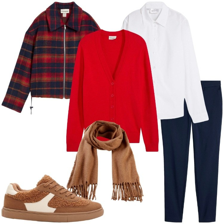 Outfit donna - bonprix - DAY TO NIGHT. Stile Preppy per Scuola/Università. Abbinamento con pantaloni, sneakers, camicie, sciarpe, cardigans, blazer.
