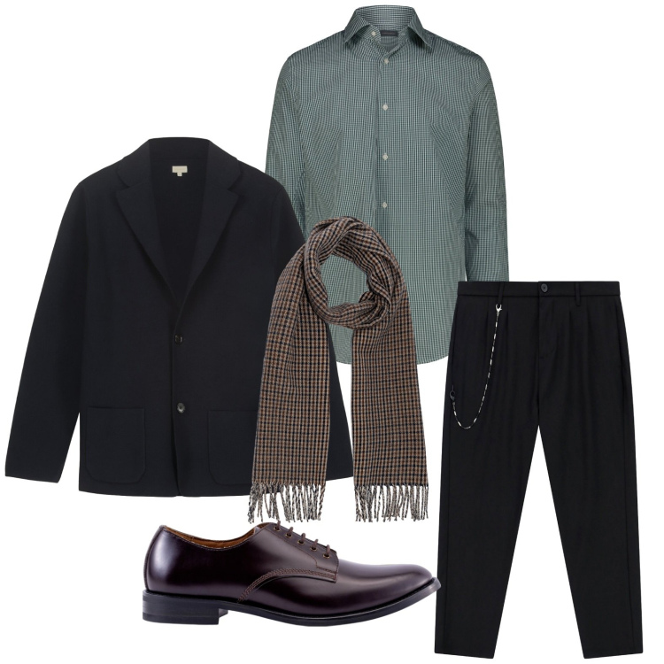 Outfit uomo - L’eleganza del grigio. Stile Trendy per Ufficio. Abbinamento con pantaloni, scarpe stringate, giacche, camicie, sciarpe.