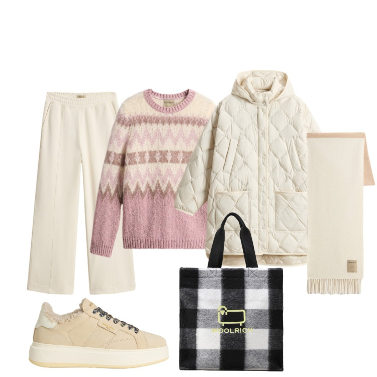 Outfit donna - Total look #2285756. Stile Casual chic per Tutti i giorni. Abbinamento con blazer, sciarpe, pantaloni, sneakers, borse tote, maglieria.
