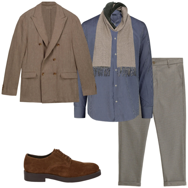 Outfit uomo - Total look #2285764. Stile Business/Elegante per Ufficio. Abbinamento con pantaloni, giacche, scarpe stringate, camicie, sciarpe.