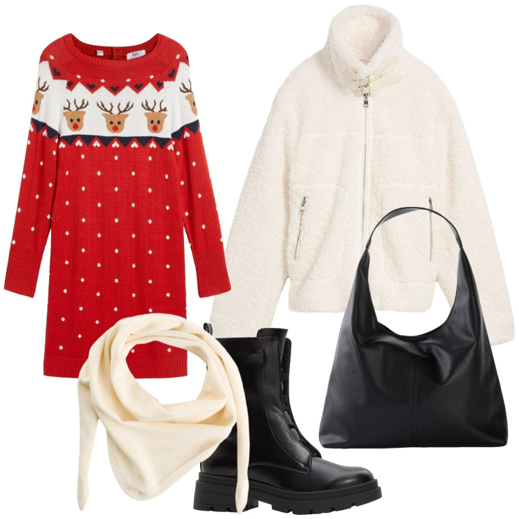 Outfit donna - bonprix - DAY TO NIGHT. Stile Casual per Tutti i giorni. Abbinamento con shopping bag, stivaletti, vestiti, sciarpe, ecopellicce.