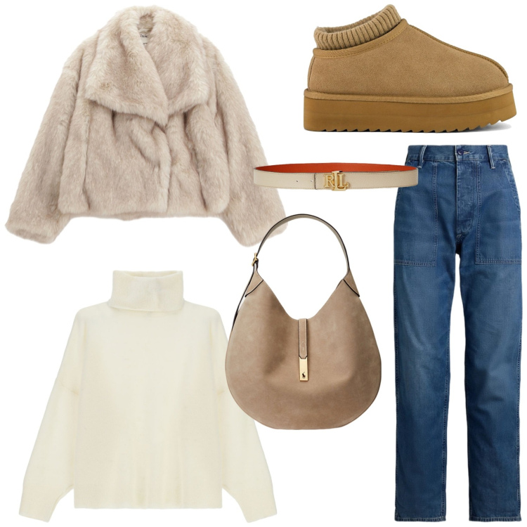 Outfit donna - Comoda e chic. Stile Chic per Tutti i giorni. Abbinamento con maglieria, blazer, jeans, cinture, borse a spalla, sabot.