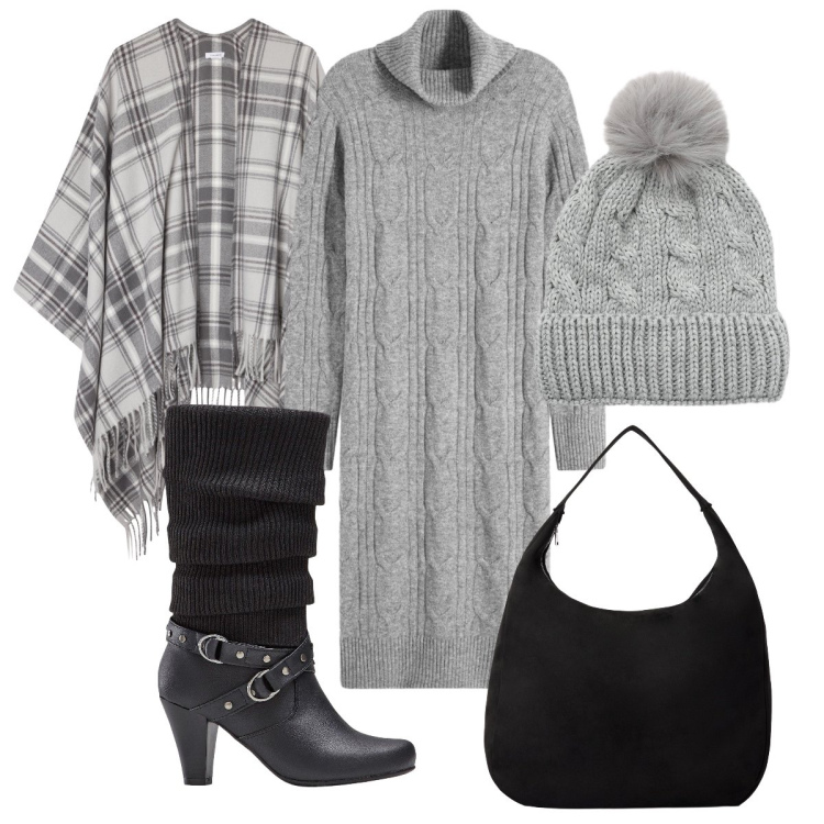 Outfit donna - Il miniabito in maglia. Stile Etnico per Tutti i giorni. Abbinamento con stivali, vestiti, cappotti, borse a mano, berretti.