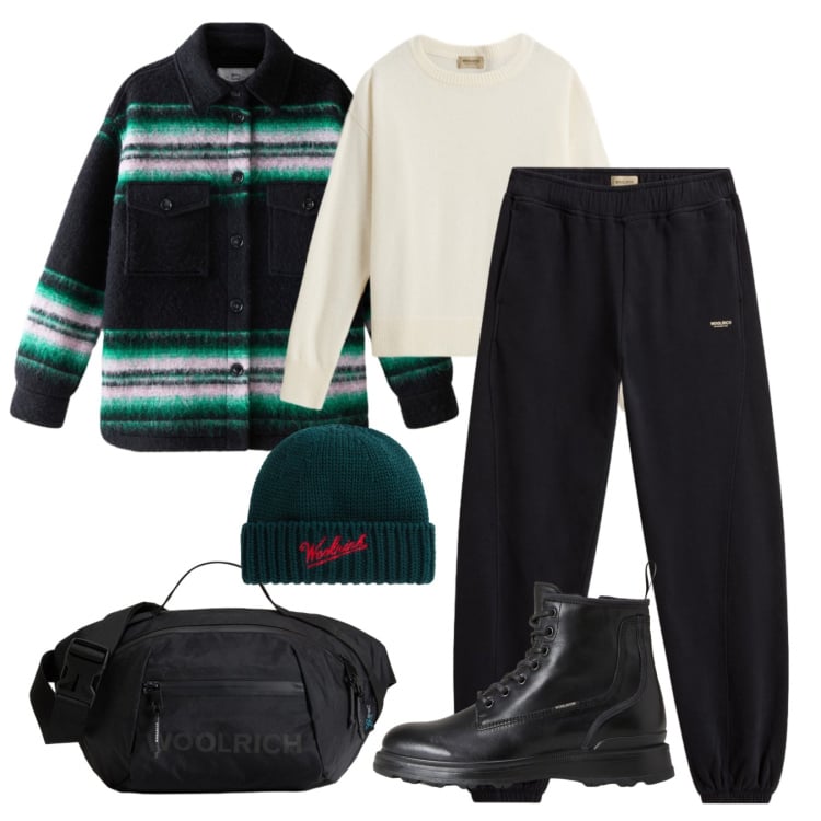 Outfit donna - Direzione palestra!. Stile Urban per Sport. Abbinamento con cappotti, pantaloni, anfibi, borse a tracolla, maglieria, berretti.