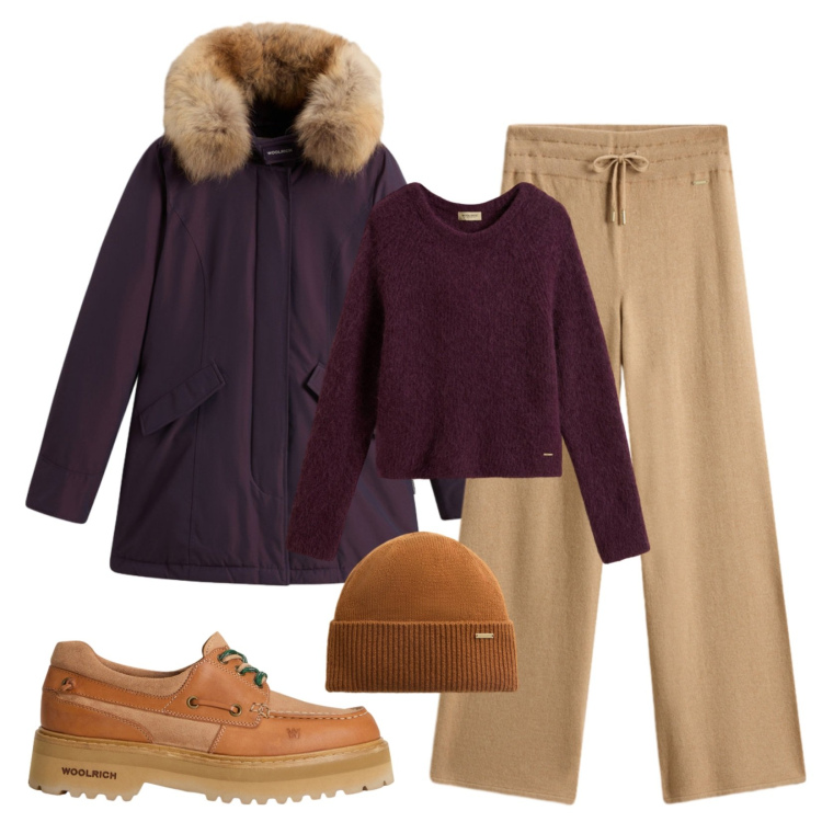 Outfit donna - I must have di Woolrich!. Stile Casual per Tutti i giorni. Abbinamento con maglieria, berretti, pantaloni, mocassini, parka.