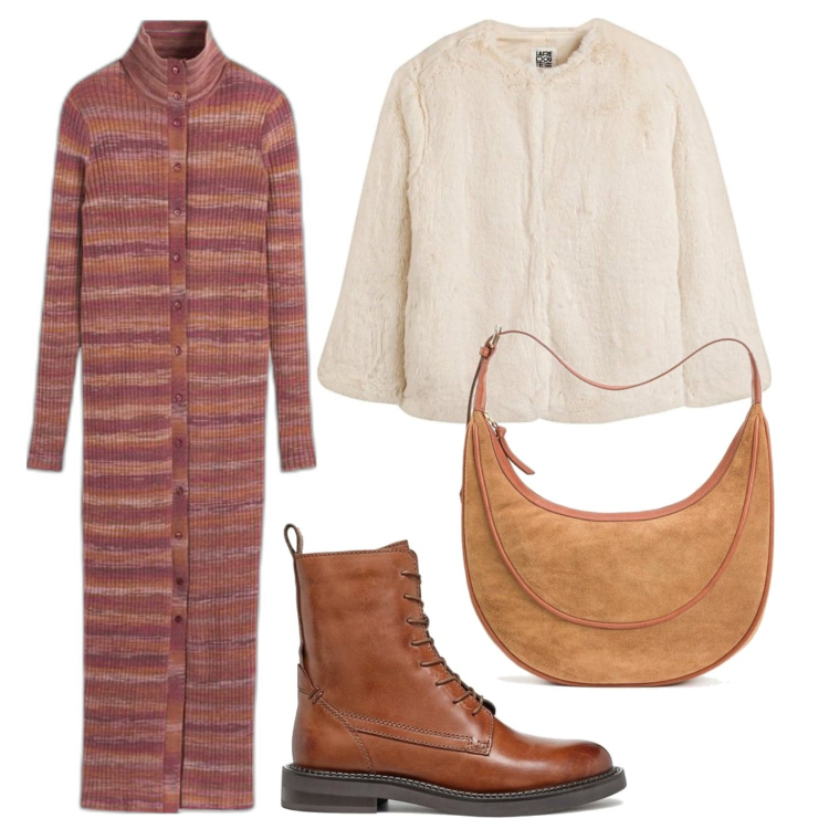 Outfit mujer - Urban look. Estilo Urban para Todos los días. Combinación con vestidos largos, abrigos, bolsos de mano, botines.