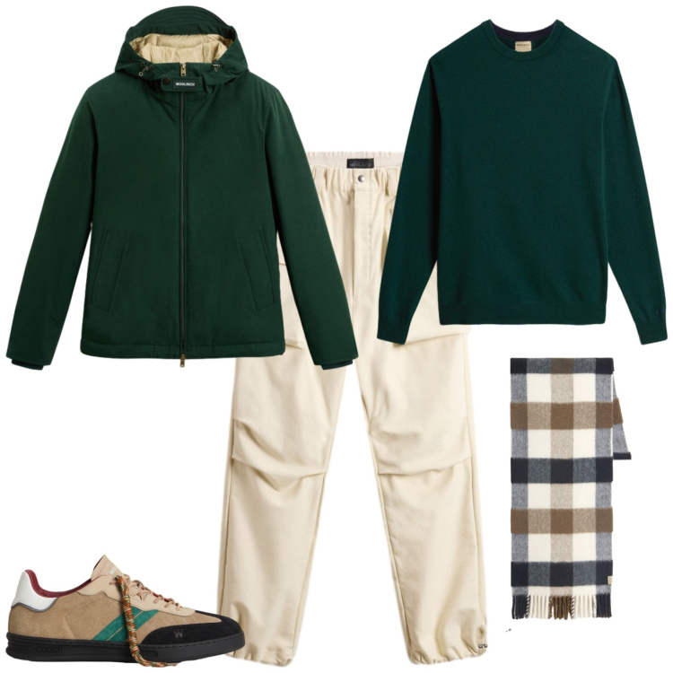 Outfit uomo - Total look #2285862. Stile Trendy per Tutti i giorni. Abbinamento con pantaloni, sneakers, sciarpe, maglieria, giacche.