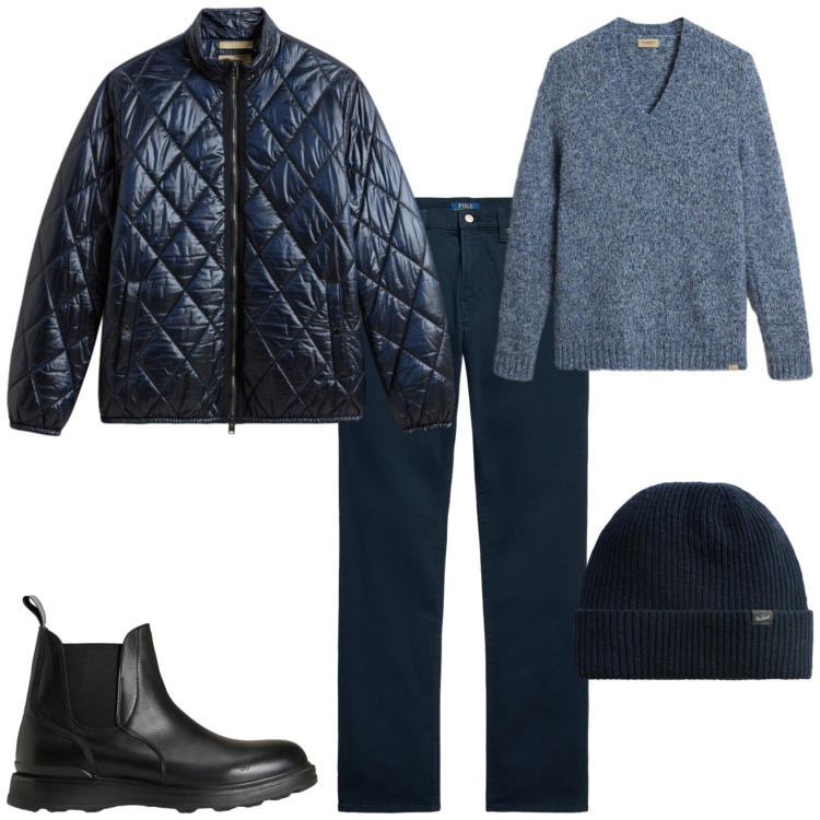 Outfit uomo - Total look #2285866. Stile Trendy per Tutti i giorni. Abbinamento con pantaloni, stivali e stivaletti, pullovers, giacche, berretti.