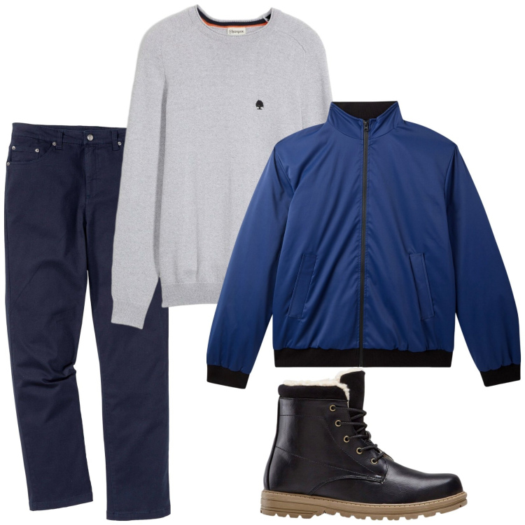 Outfit uomo - Tempo libero. Stile Casual per Tutti i giorni. Abbinamento con pantaloni, stivali e stivaletti, maglieria, giacche.