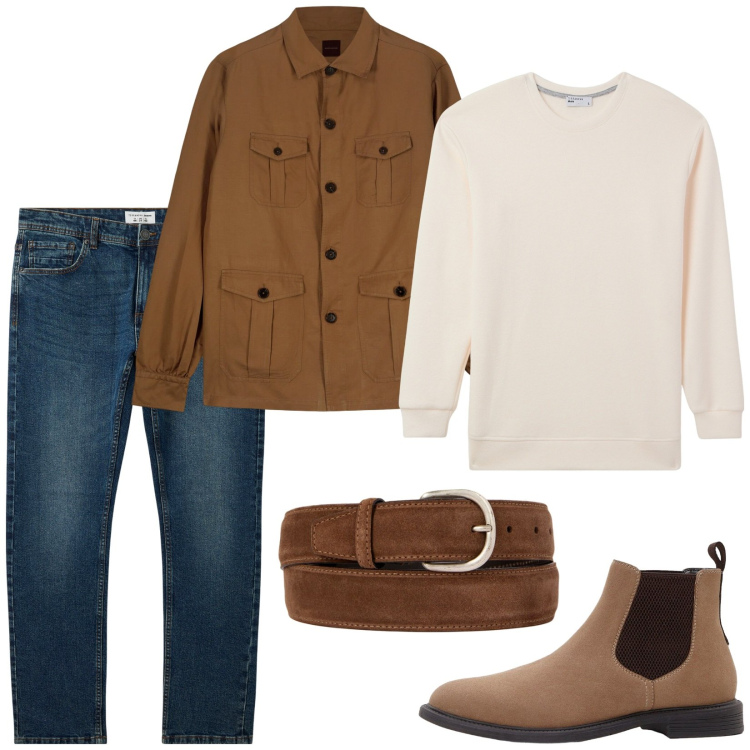 Outfit uomo - Total look #2285900. Stile Casual per Tutti i giorni. Abbinamento con stivali e stivaletti, maglieria, jeans, cappotti, cinture.