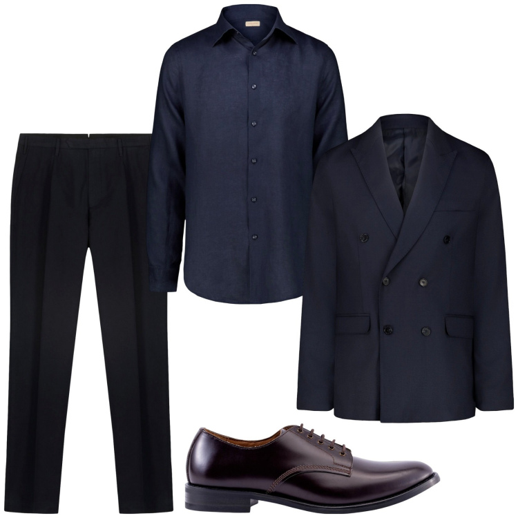 Outfit uomo - Total look #2285904. Stile Business/Elegante per Cerimonia. Abbinamento con giacche, camicie, scarpe stringate, pantaloni.