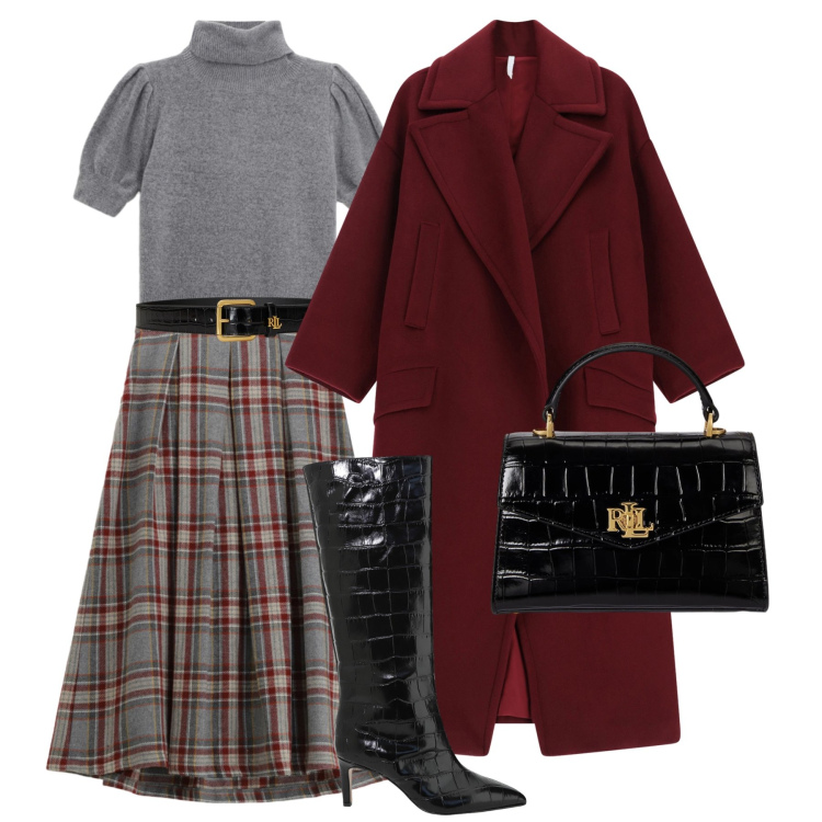 Outfit donna - Maxi cappotto. Stile Glamour per Serata fuori. Abbinamento con cappotti, gonne lunghe, stivali, maglieria, borse a mano, cinture.