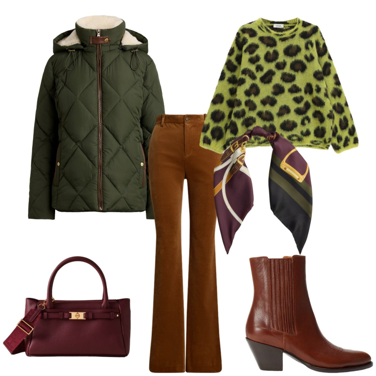 Outfit donna - Country chic. Stile Casual chic per Tutti i giorni. Abbinamento con borse a mano, maglieria, stivaletti texani, pantaloni, giacche, foulard.