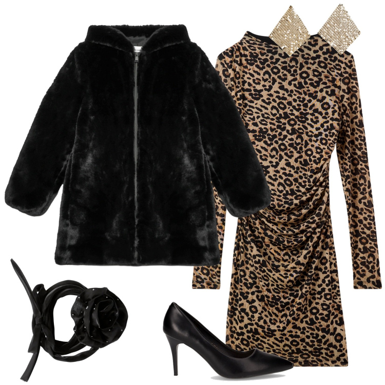 Outfit donna - Dark party. Stile Sexy per Serata fuori. Abbinamento con vestiti midi/longuette, orecchini, collane, cappotti, décolleté.