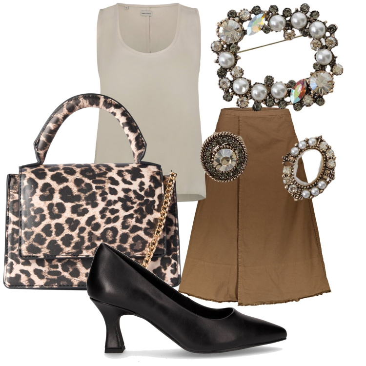 Outfit donna - Total look #2286022. Stile Chic per Cerimonia. Abbinamento con borse a tracolla, cappotti, gonne lunghe, top, décolleté.