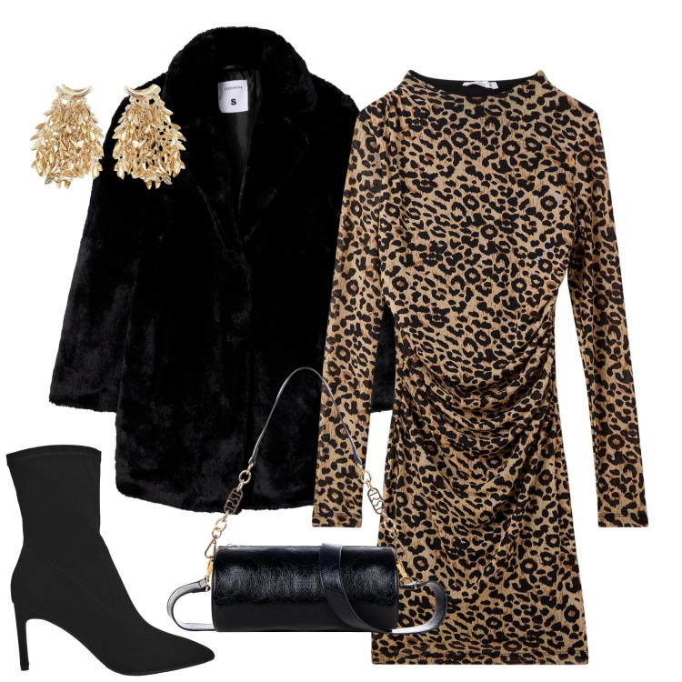Outfit donna - Animalier. Stile Sexy per Serata fuori. Abbinamento con vestiti midi/longuette, stivali, cappotti, borse a mano, orecchini.