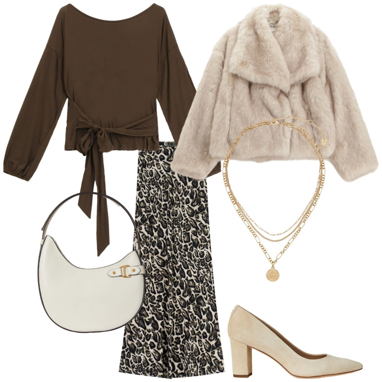 Outfit donna - Nodo posteriore. Stile Glamour per Serata fuori. Abbinamento con gonne lunghe, top, blazer, décolleté, borse a spalla, ciondoli.