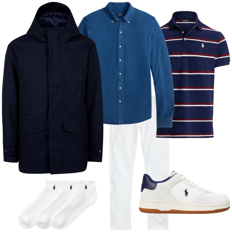 Outfit uomo - Total look #2286053. Stile Trendy per Tutti i giorni. Abbinamento con jeans, calzini, camicie, polo, sneakers, giacche.